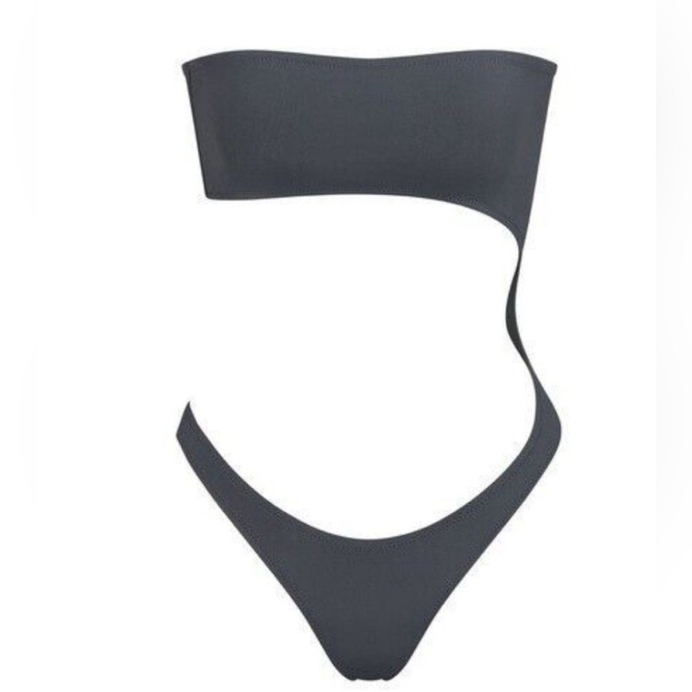 NWT Skims Recycled Swim Strapless Monokini XL Gunmetal Bathing Suit